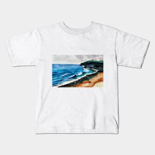 Cliffs and sea watercolour illustration Kids T-Shirt